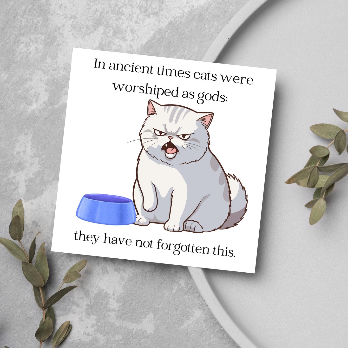 Terry Pratchett Cat God Greetings Card