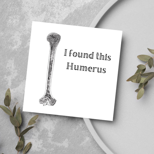 black and white drawing humerus pun