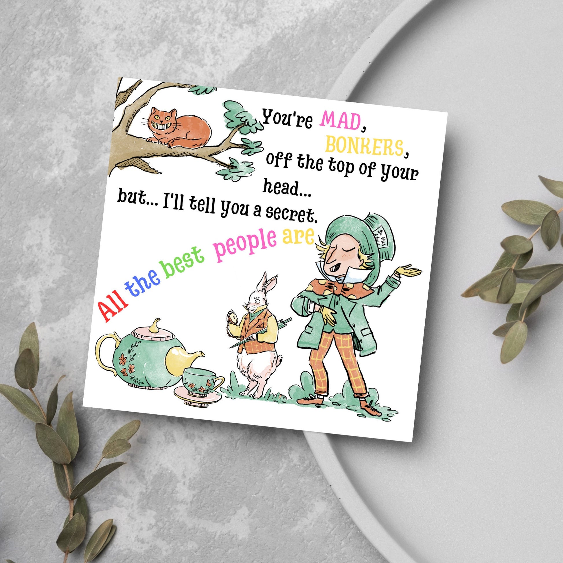 mad hatter, white rabbit, cheshire cat  srawing