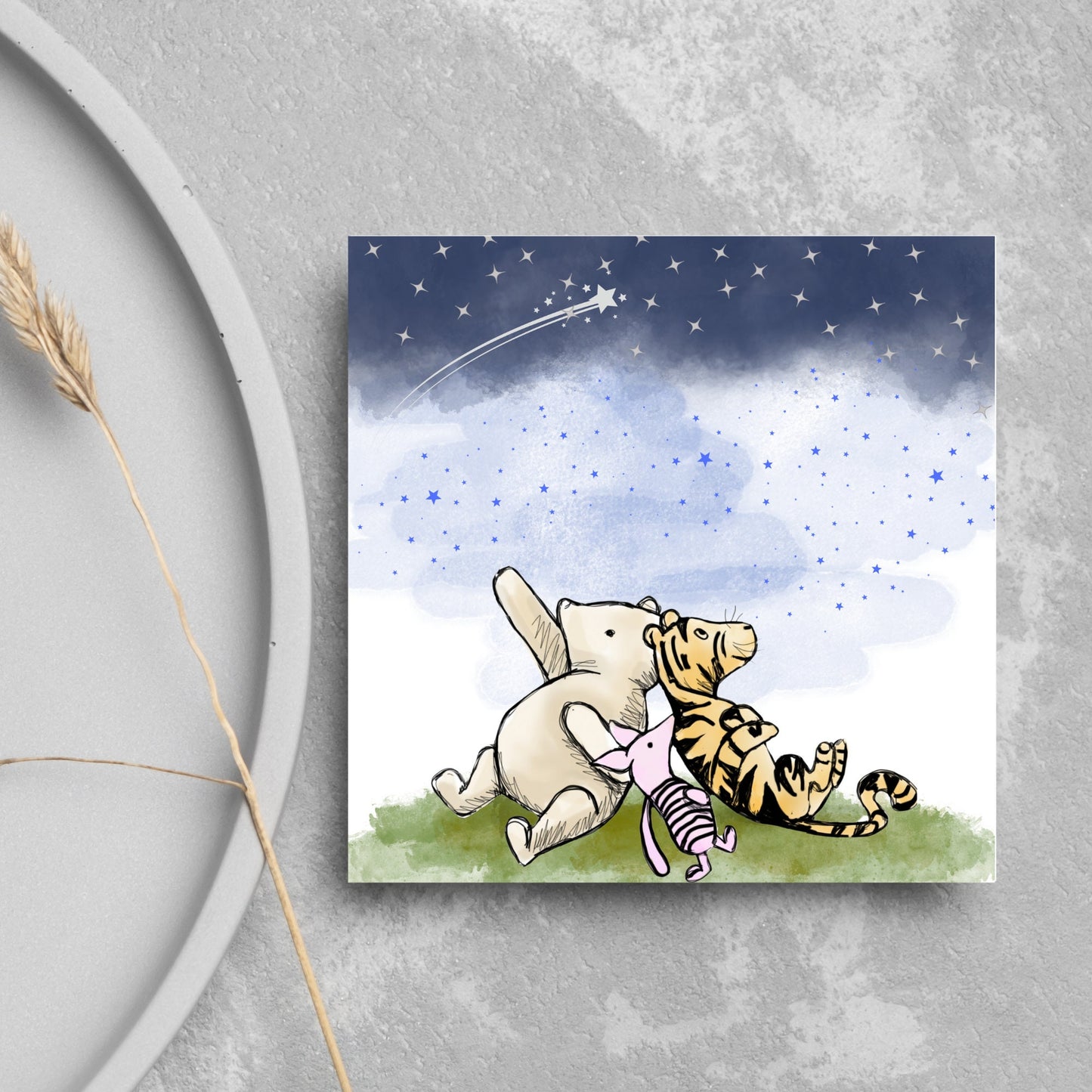 Winnie the Pooh Greetings Card, Shooting Stars