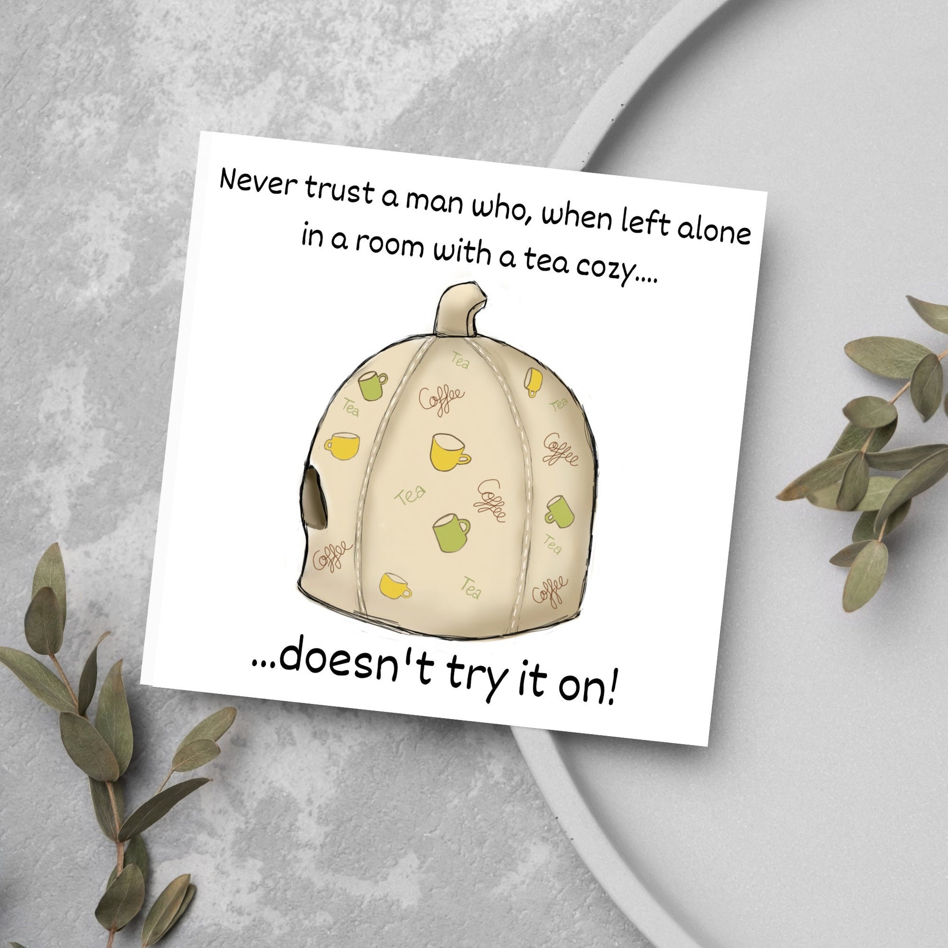 card with billy connolly tea cosy joke