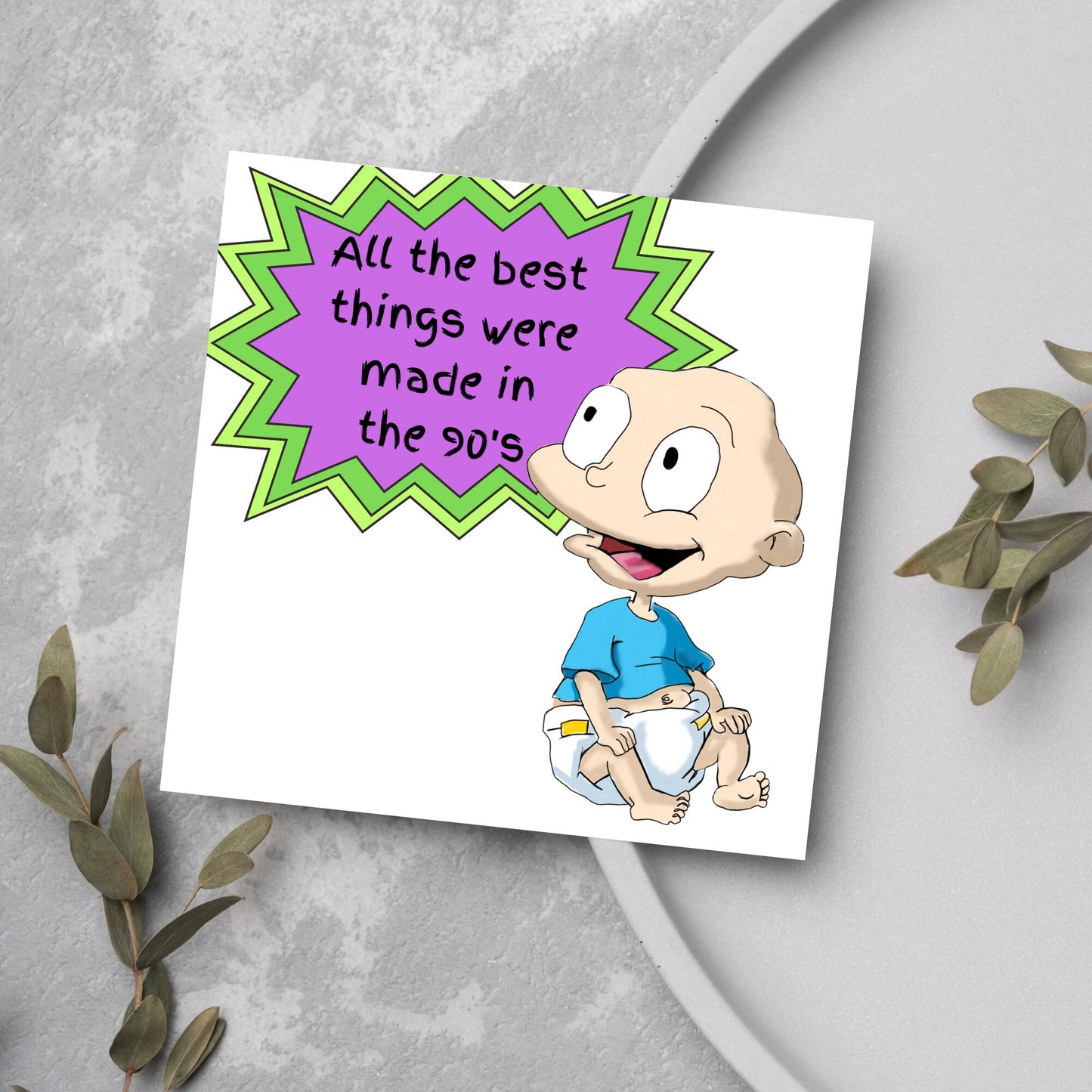 tommy from rugrats made in the 90's bright card