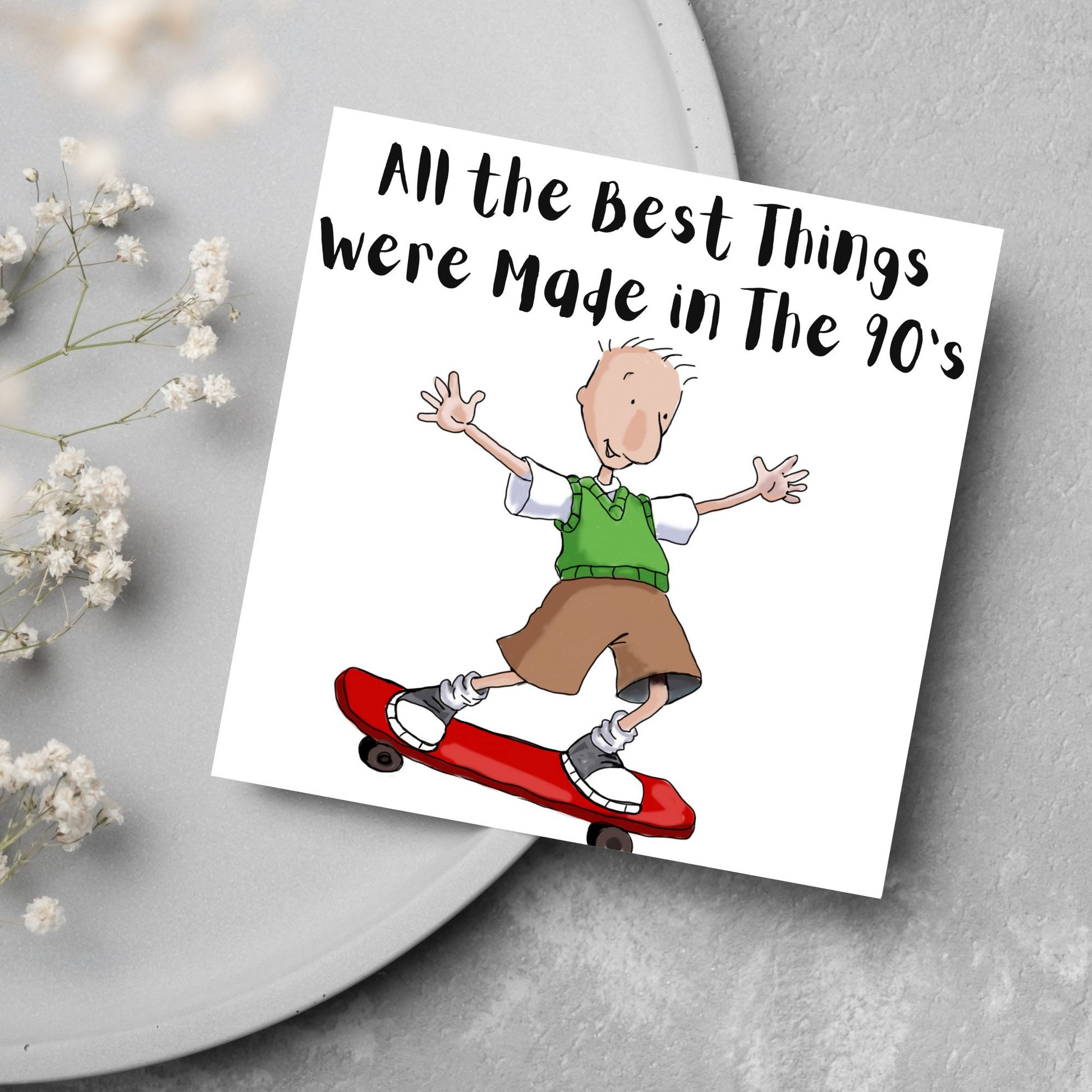 cartoon doug skateboard born in the 90's card