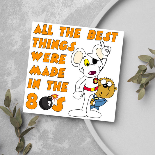 cartoon mouse born in the 80s birthday card