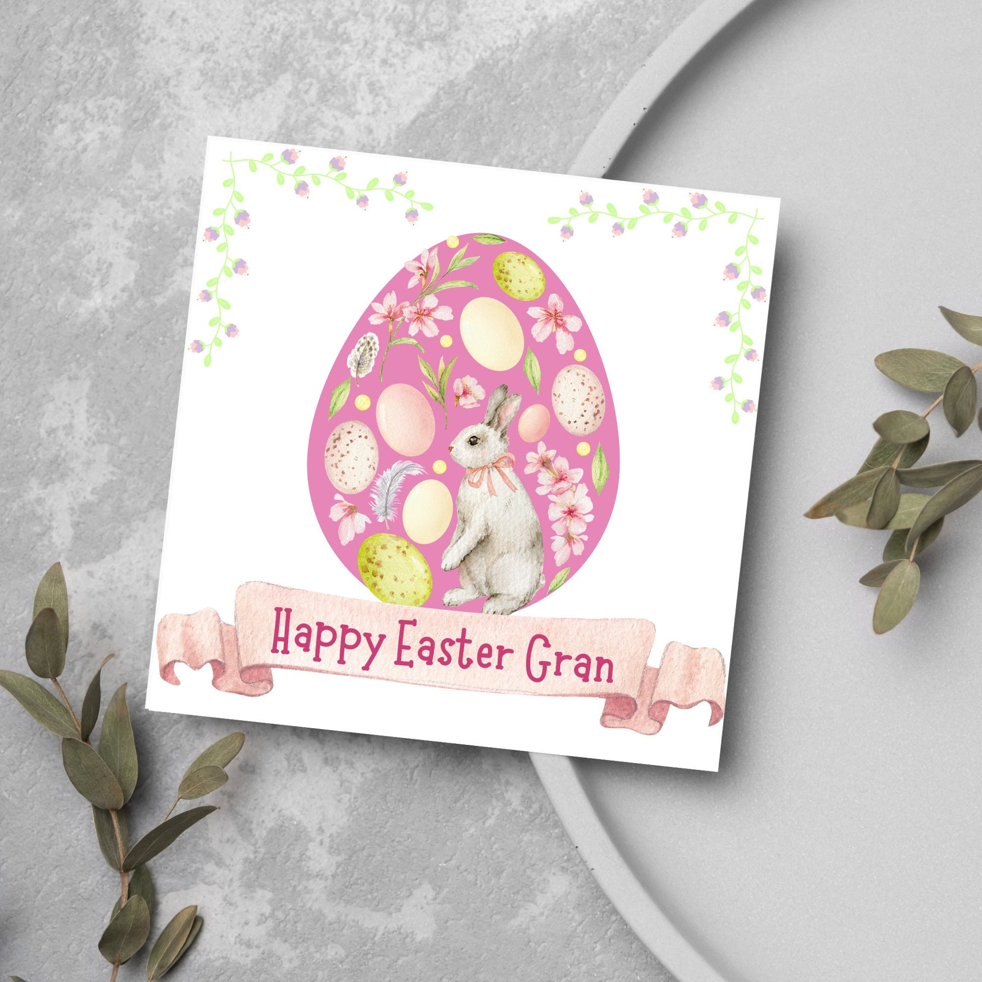 easter egg and bunny card for gran