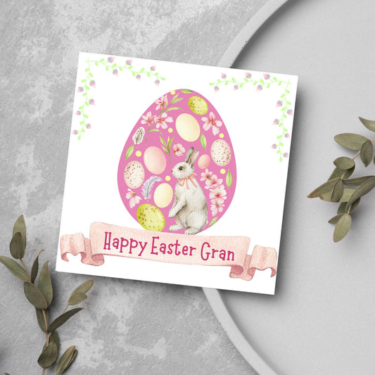easter egg and bunny card for gran