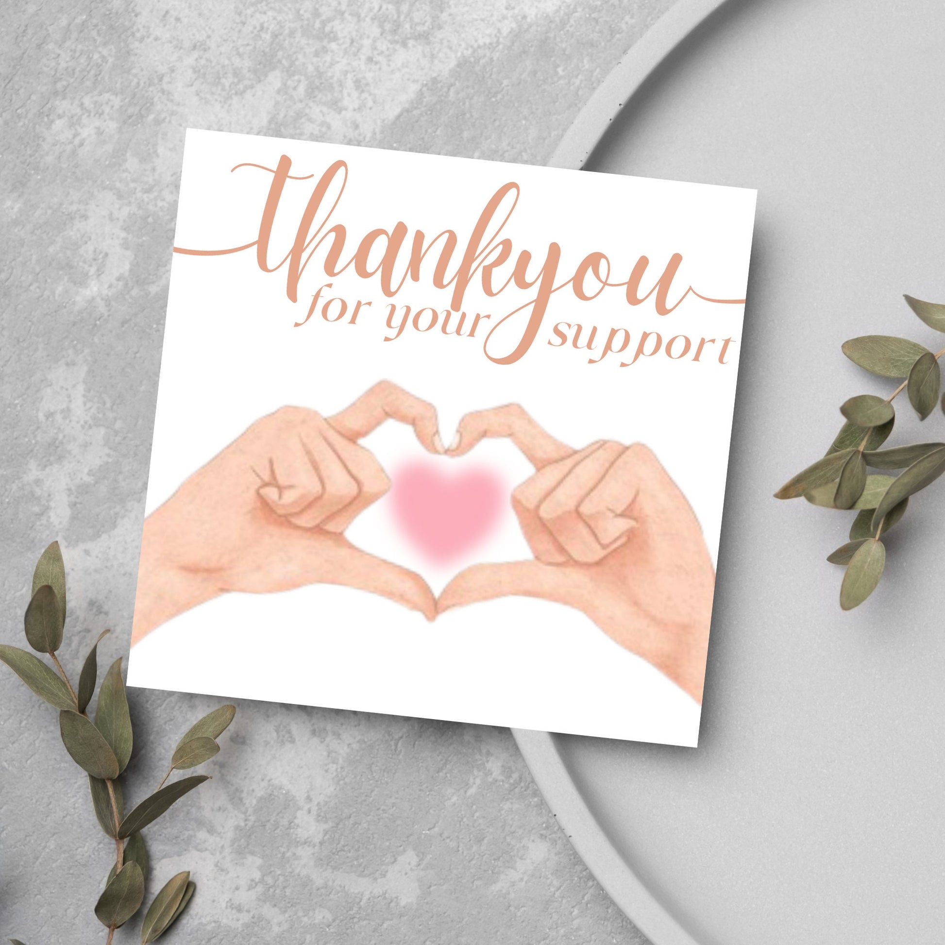 thank you card hands making heart shape