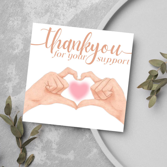 thank you card hands making heart shape
