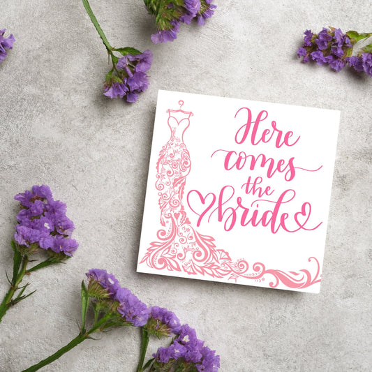 Pink bridal card stylised dress card