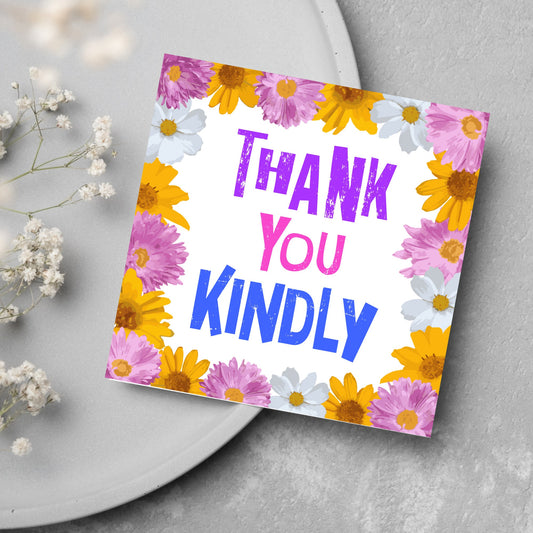 colourful flower daisy frame thanks card
