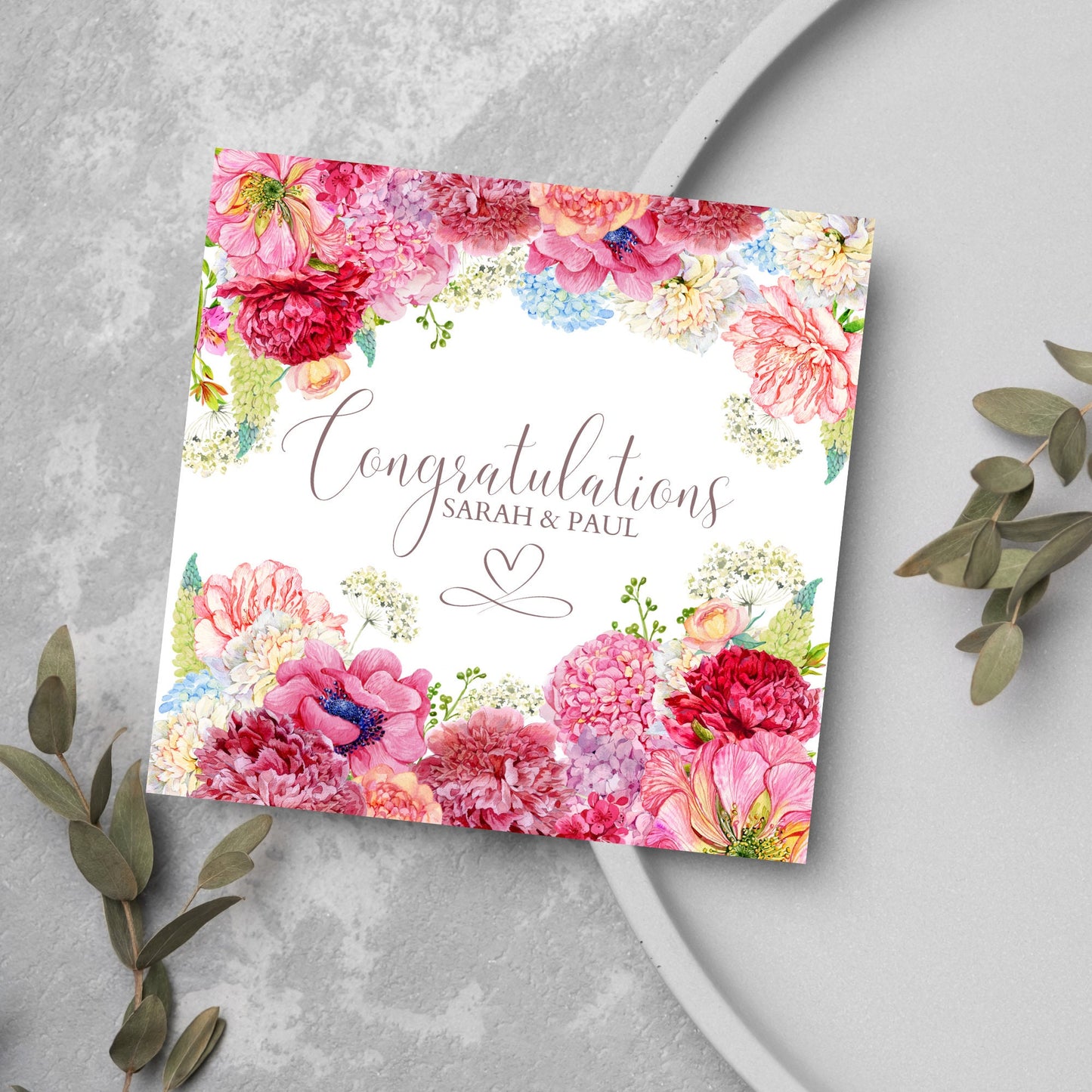 Personalised Floral Wedding Card,