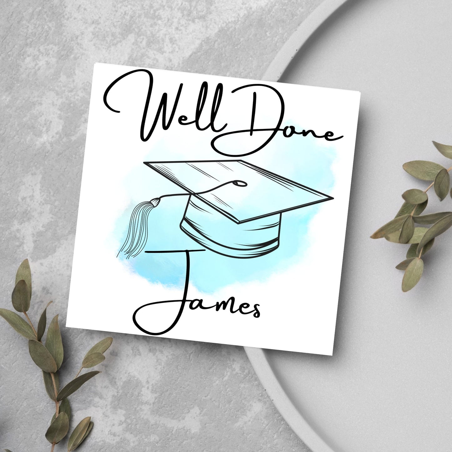 watercolour well done personalised graduation card