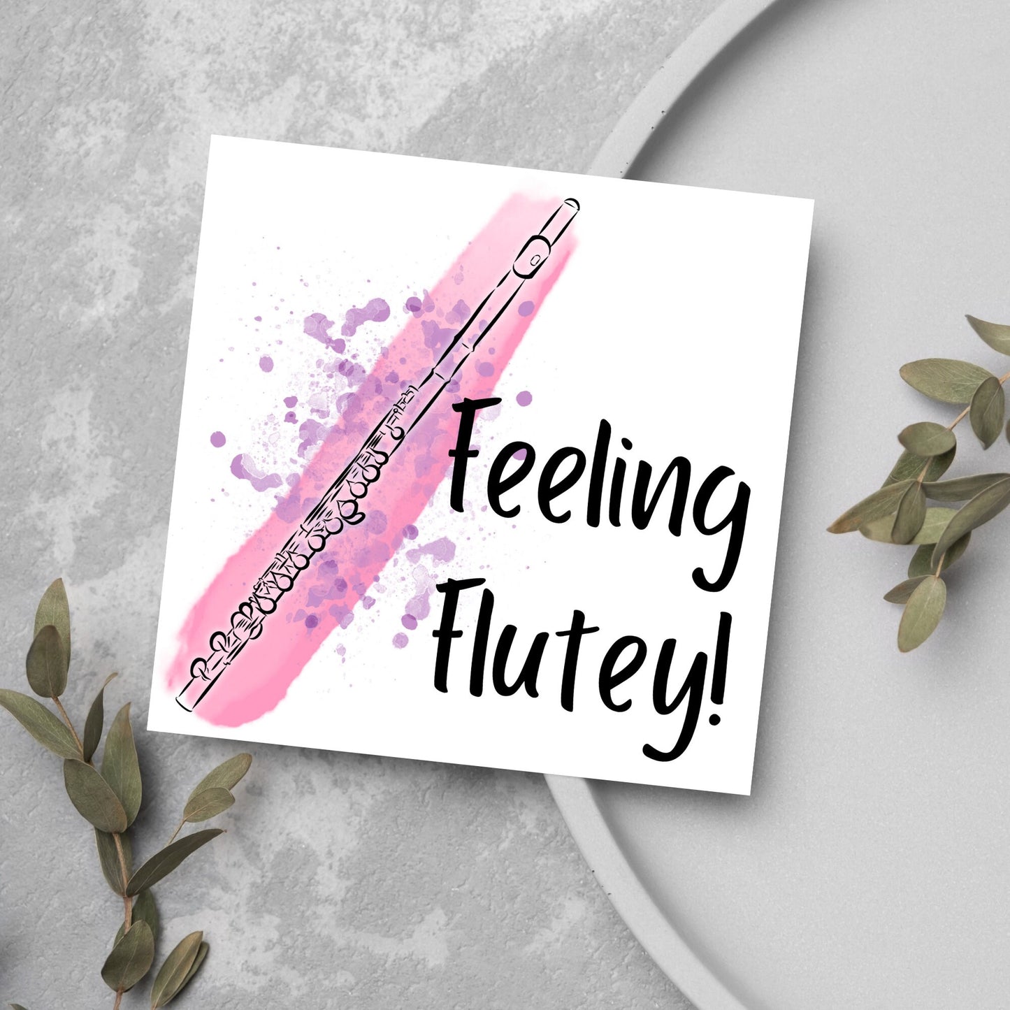 pink watercolour flute card