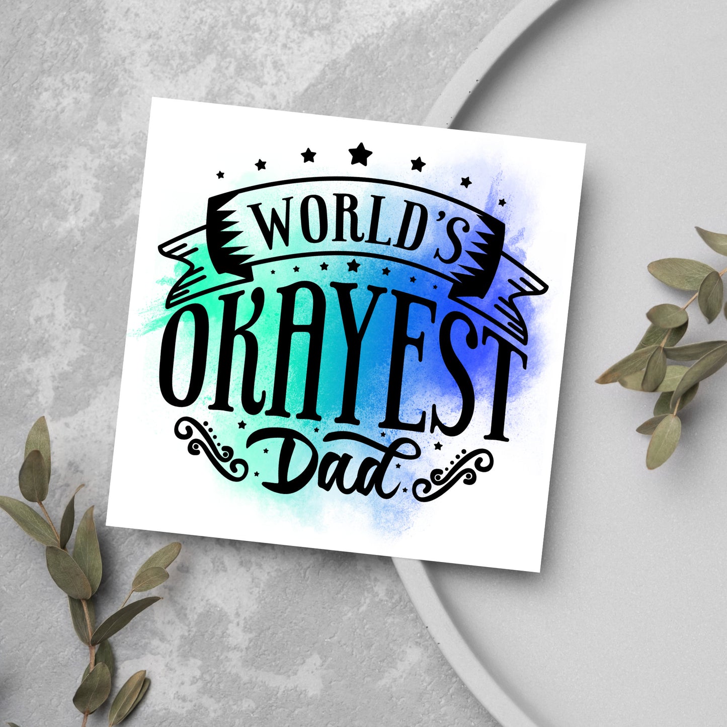 blue and green watercolour card with black text