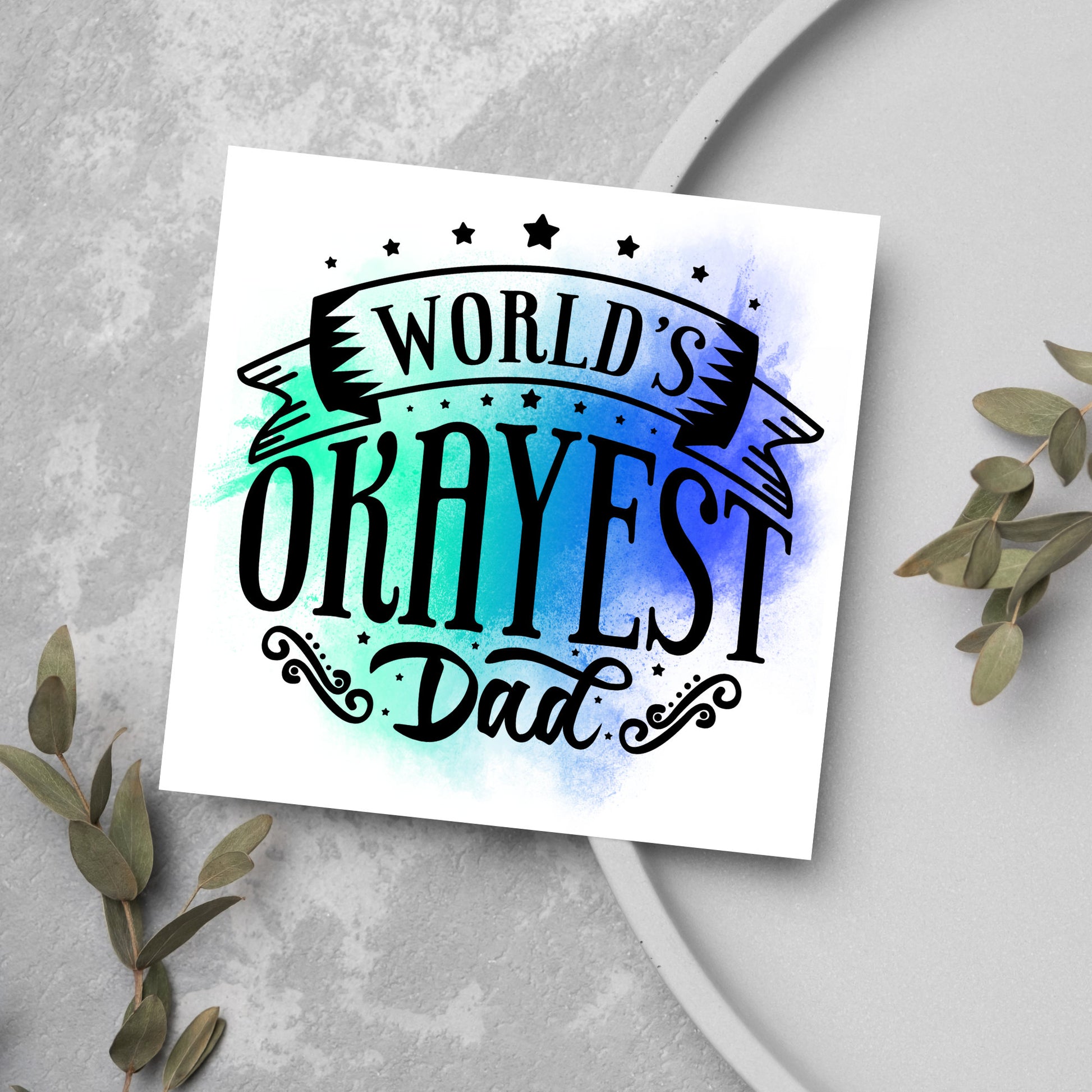 blue and green watercolour card with black text