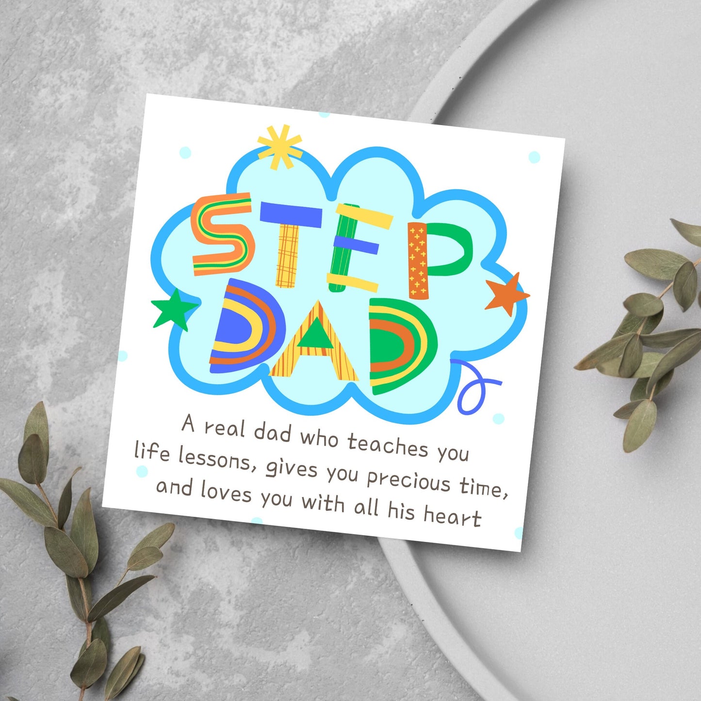 child like step dad card with quote
