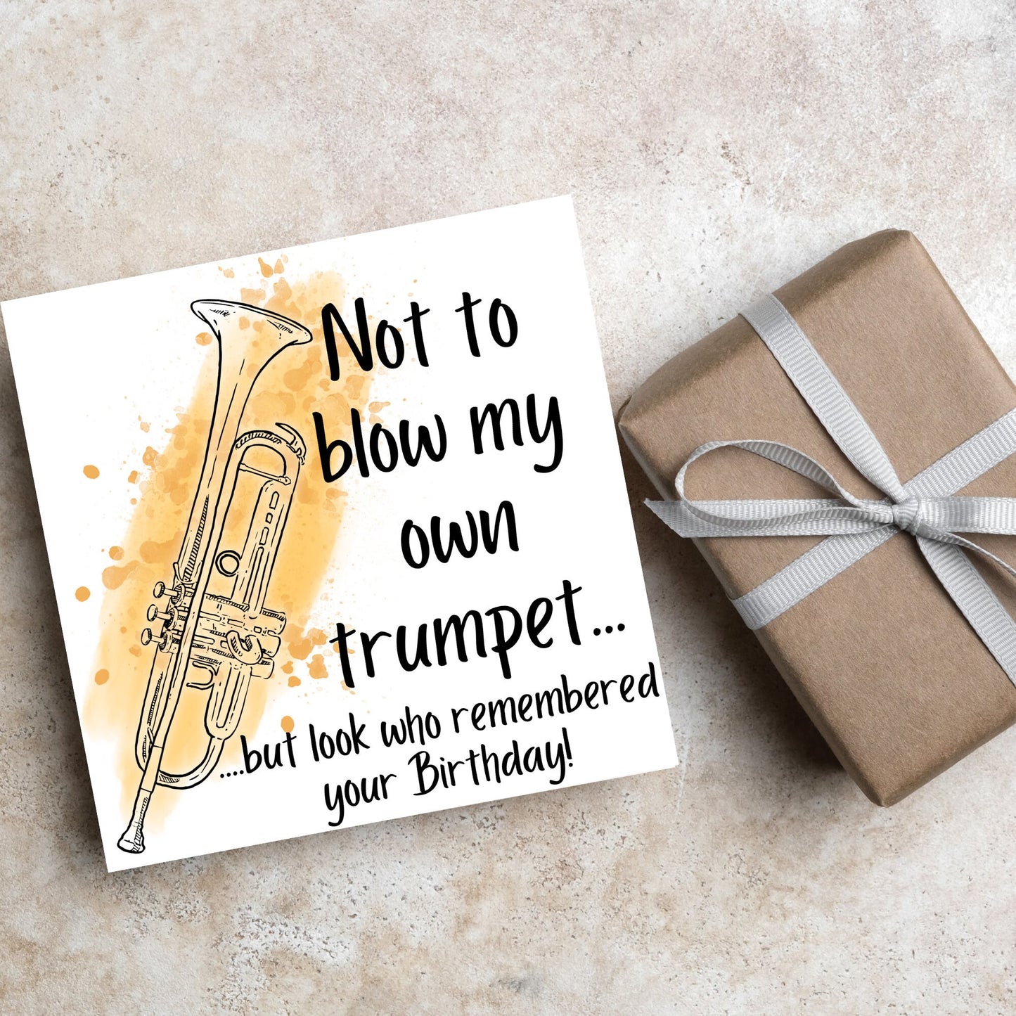 watercolour trumpet design card