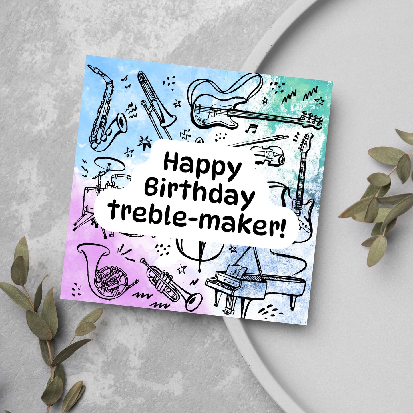watercolour treble maker card