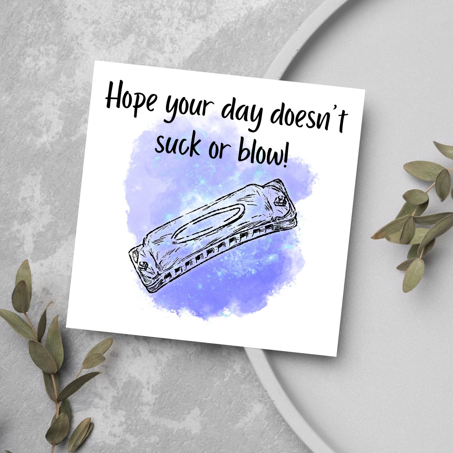 blue watercolour harmonica drawing card