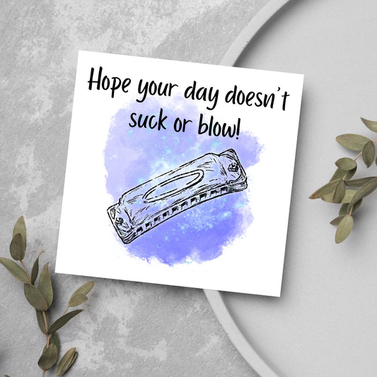 blue watercolour harmonica drawing card
