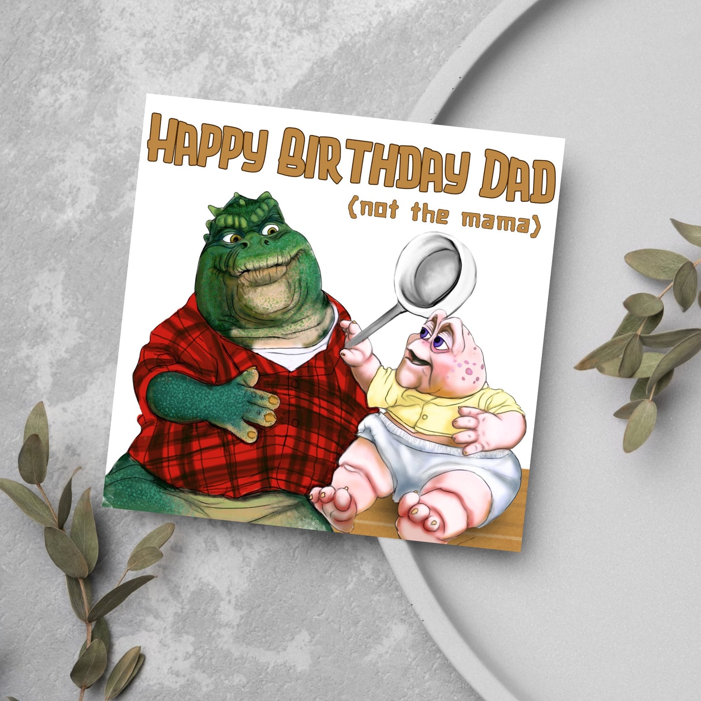 cartoon dinosaur card for father