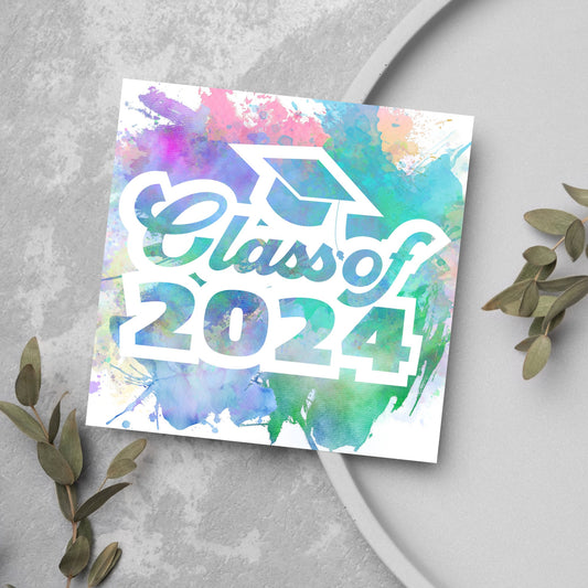 watercolour class of 2024 graduation card