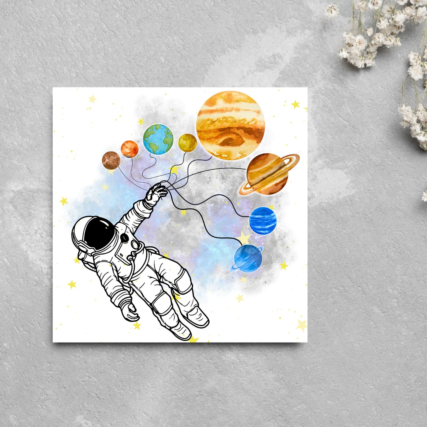 Astronomy Birthday Card, Spaceman Birthday Card, Planets Birthday Card, Lunar Celebration Card, Astronomer Birthday Card