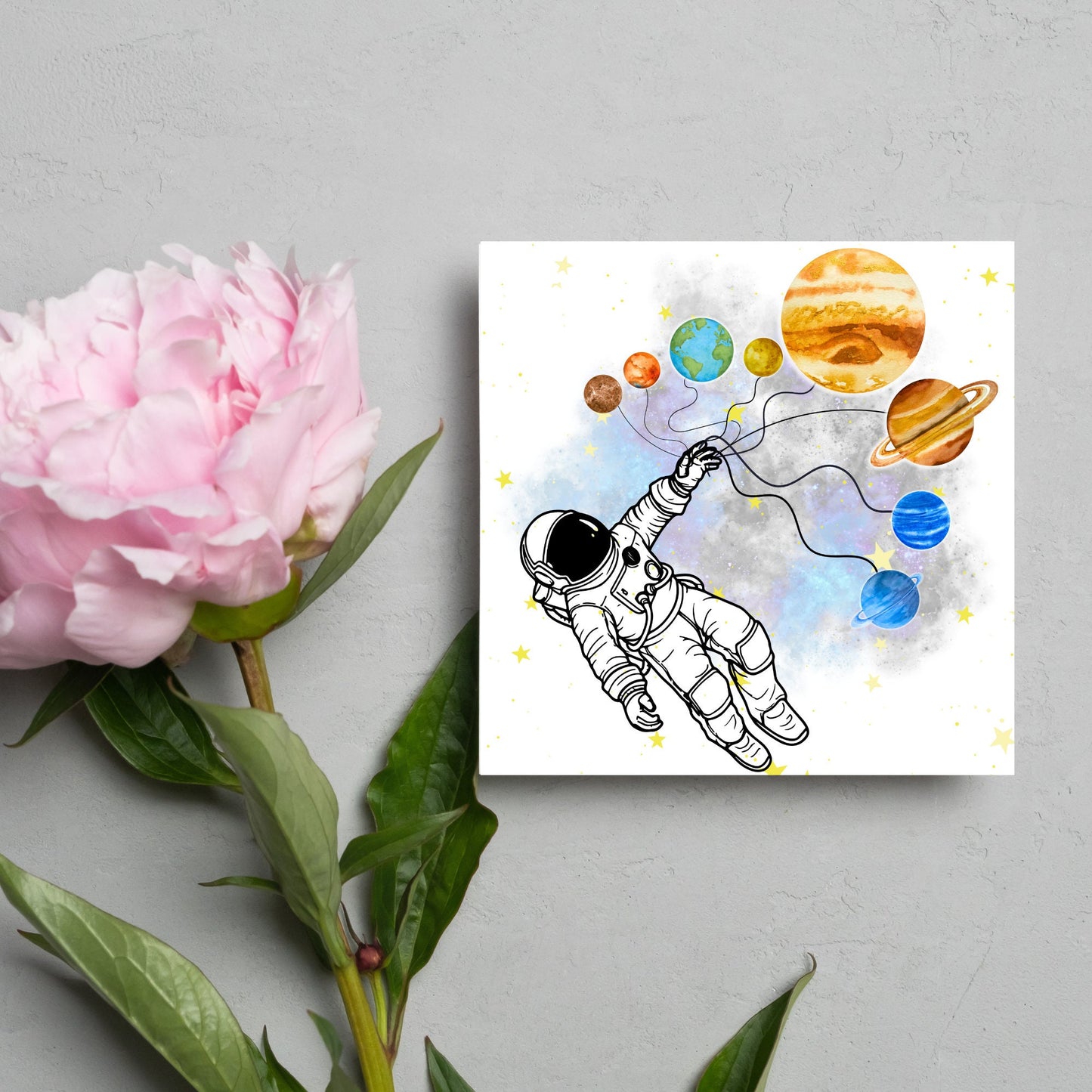 Astronomy Birthday Card, Spaceman Birthday Card, Planets Birthday Card, Lunar Celebration Card, Astronomer Birthday Card