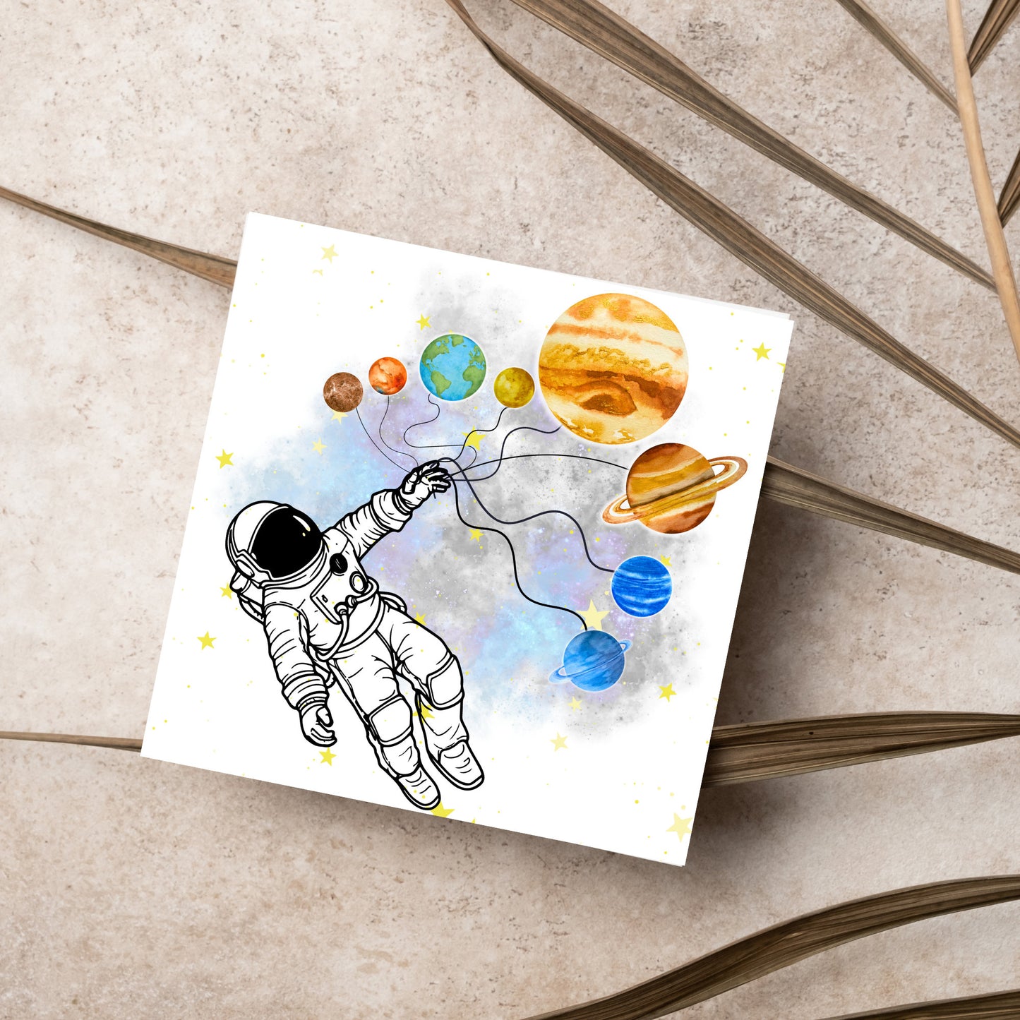 Astronomy Birthday Card, Spaceman Birthday Card, Planets Birthday Card, Lunar Celebration Card, Astronomer Birthday Card
