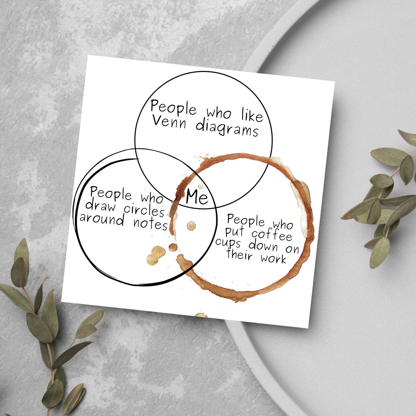 square card with a funny venn diagram