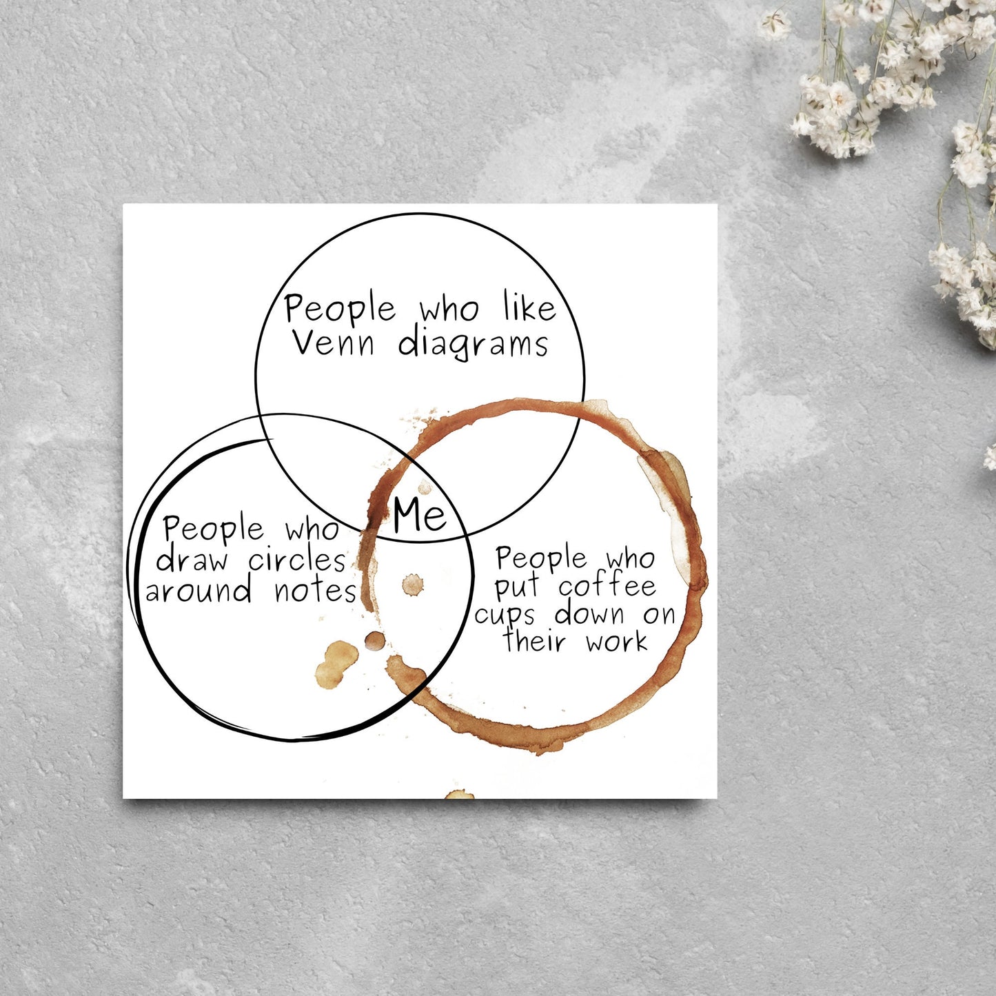 square card with a funny venn diagram