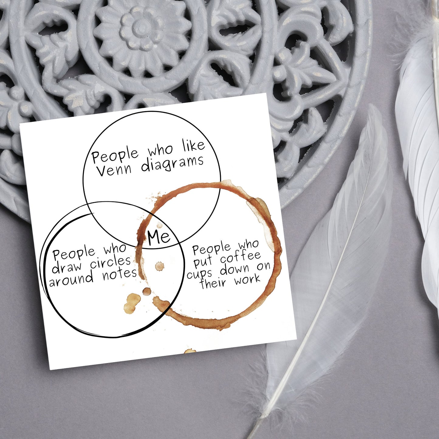 square card with a funny venn diagram
