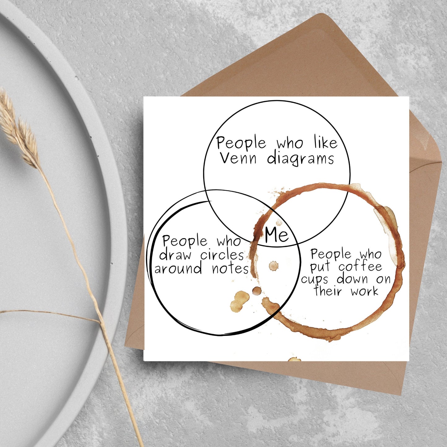 square card with a funny venn diagram