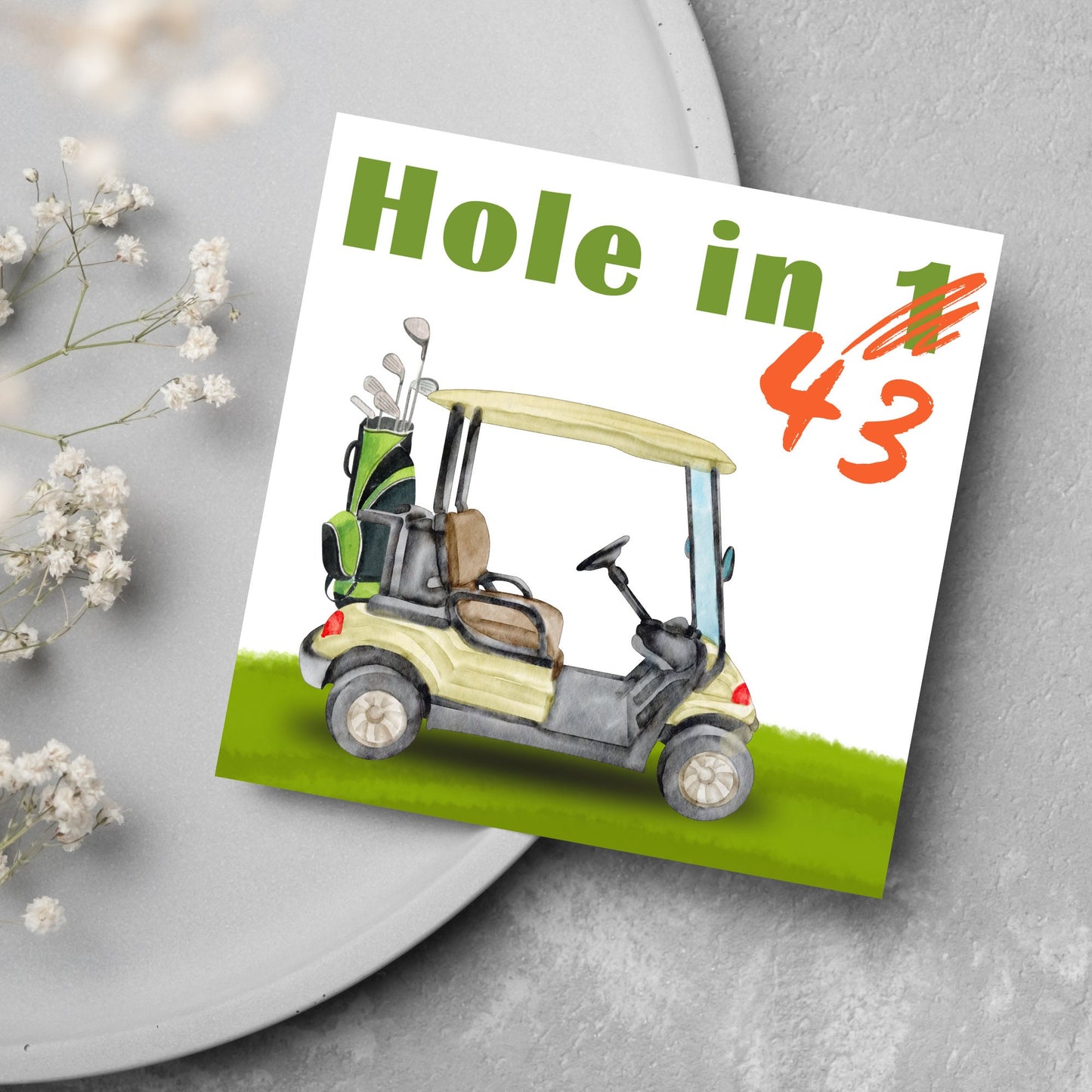 golf card hole in 43 watercolour card