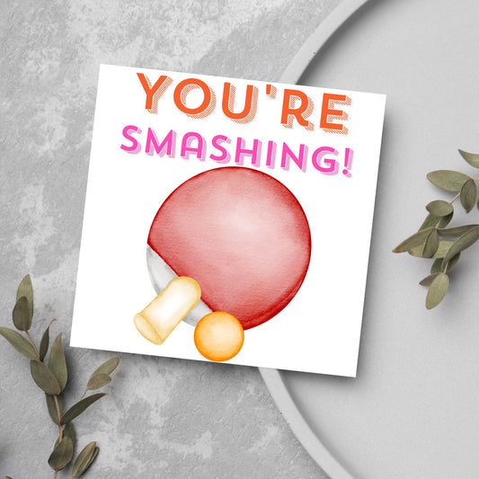 watercolour tabletennis card, you're smashing