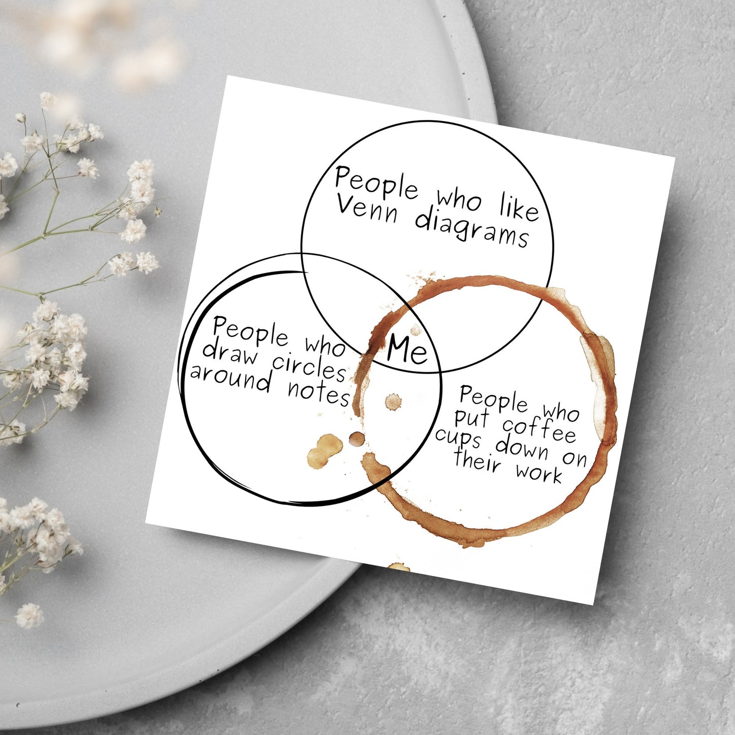 square card with a funny venn diagram