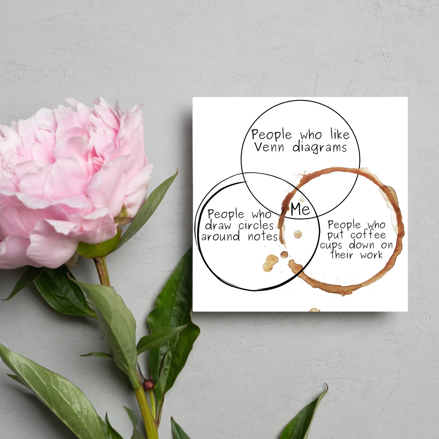 square card with a funny venn diagram