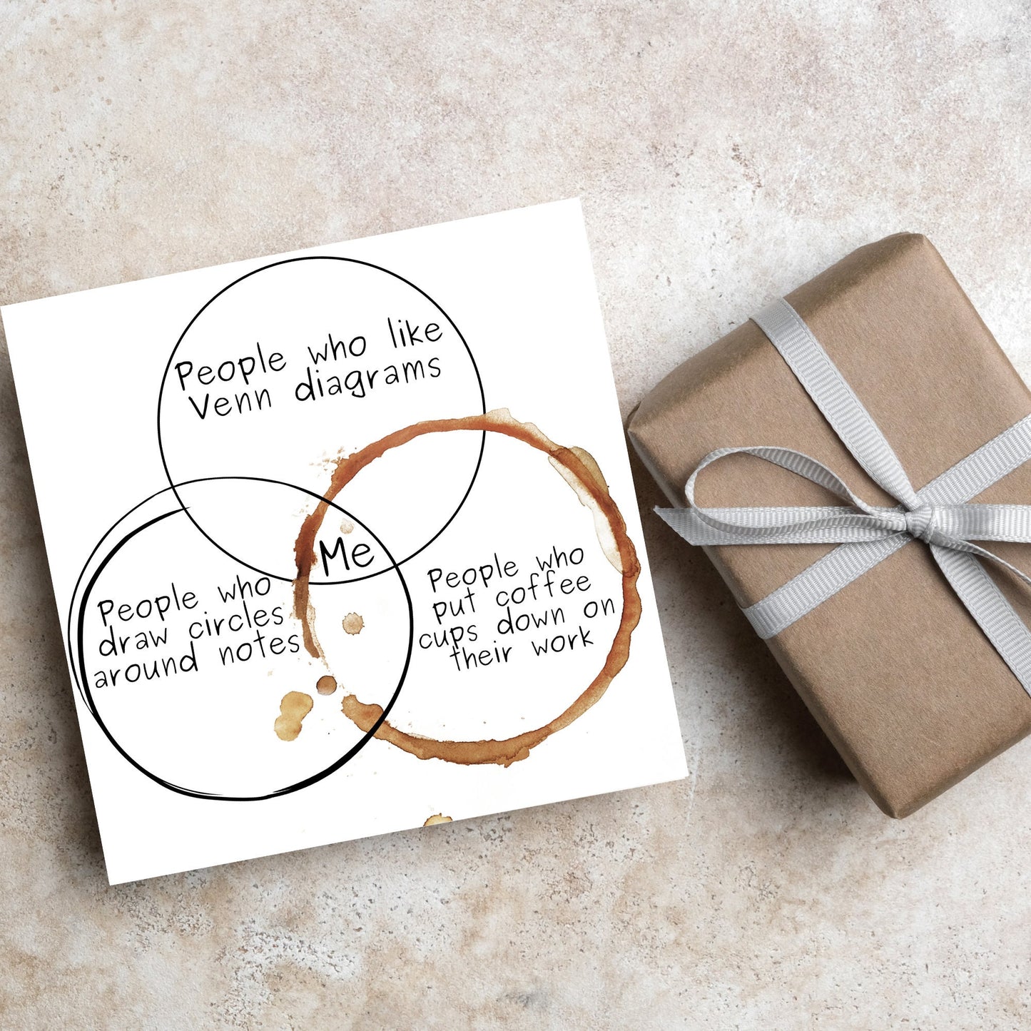 square card with a funny venn diagram