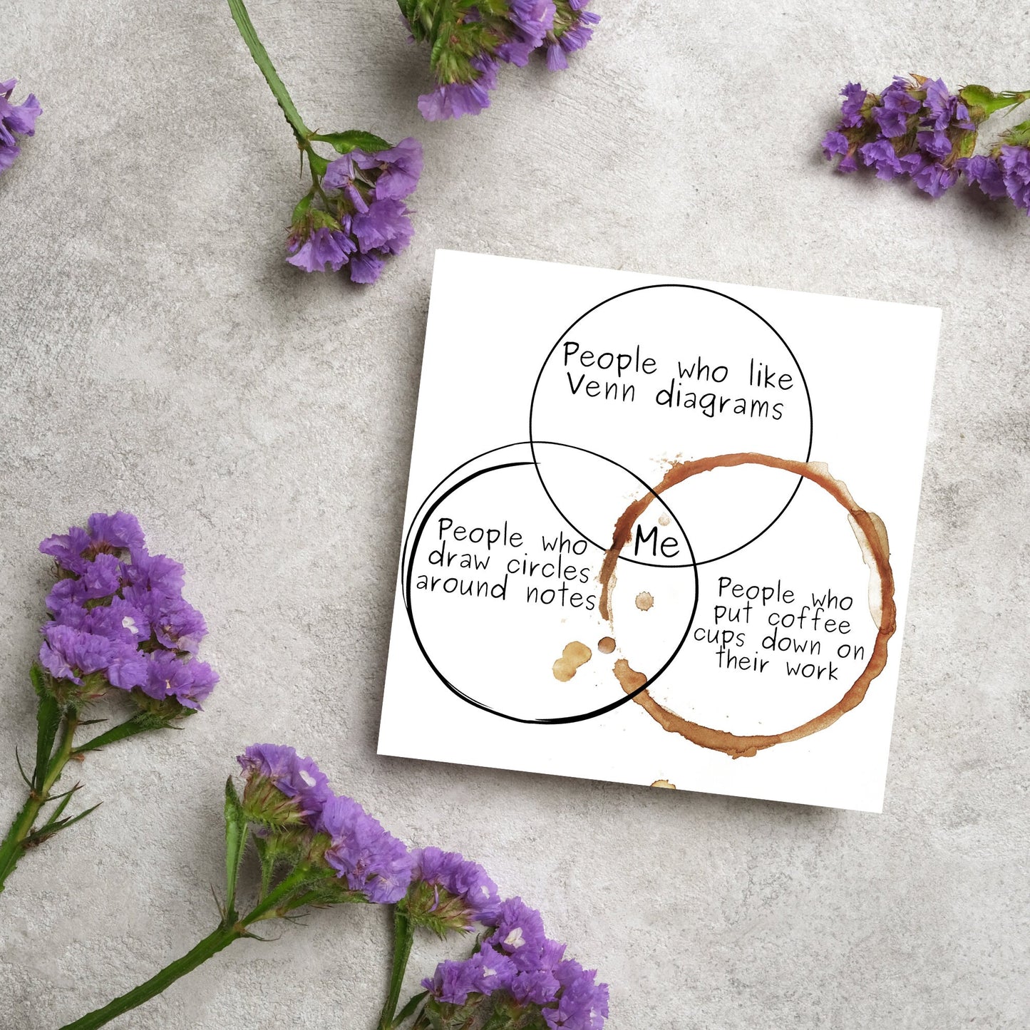 square card with a funny venn diagram