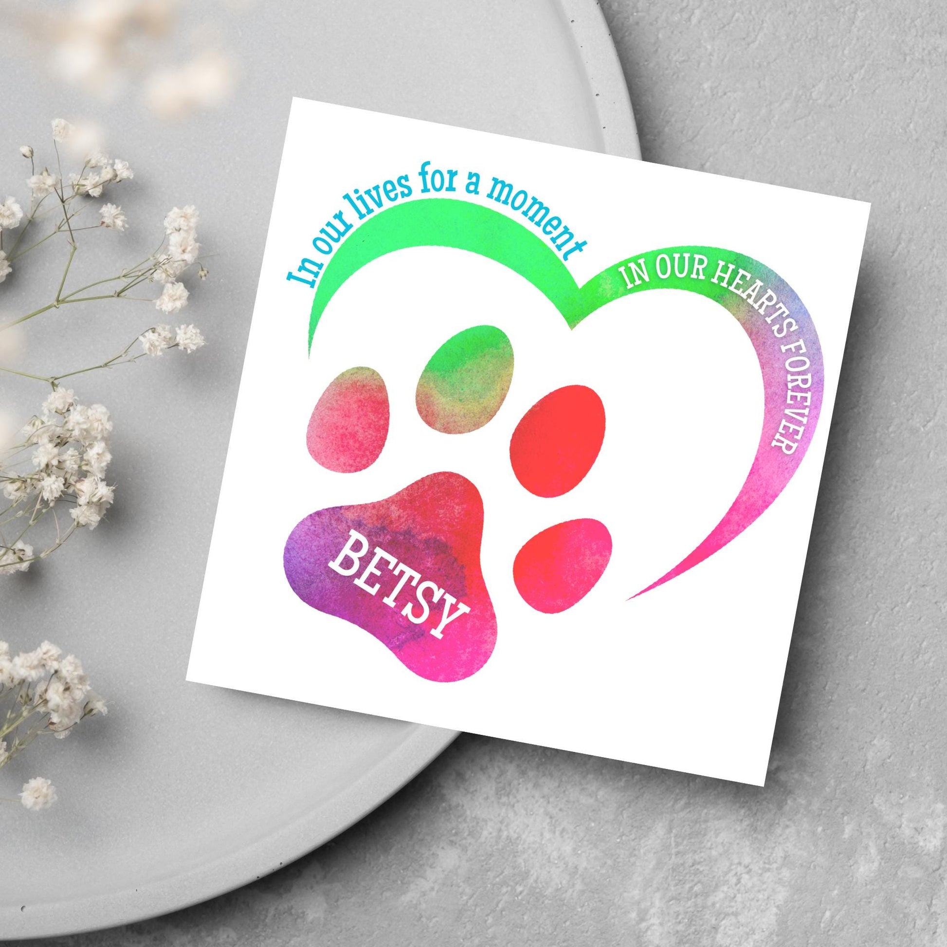 Personalised Loss of Pet Sorry for Your Loss, Loss of Cat, Loss of Dog, Rainbow Bridge Card, Thinking of You Card