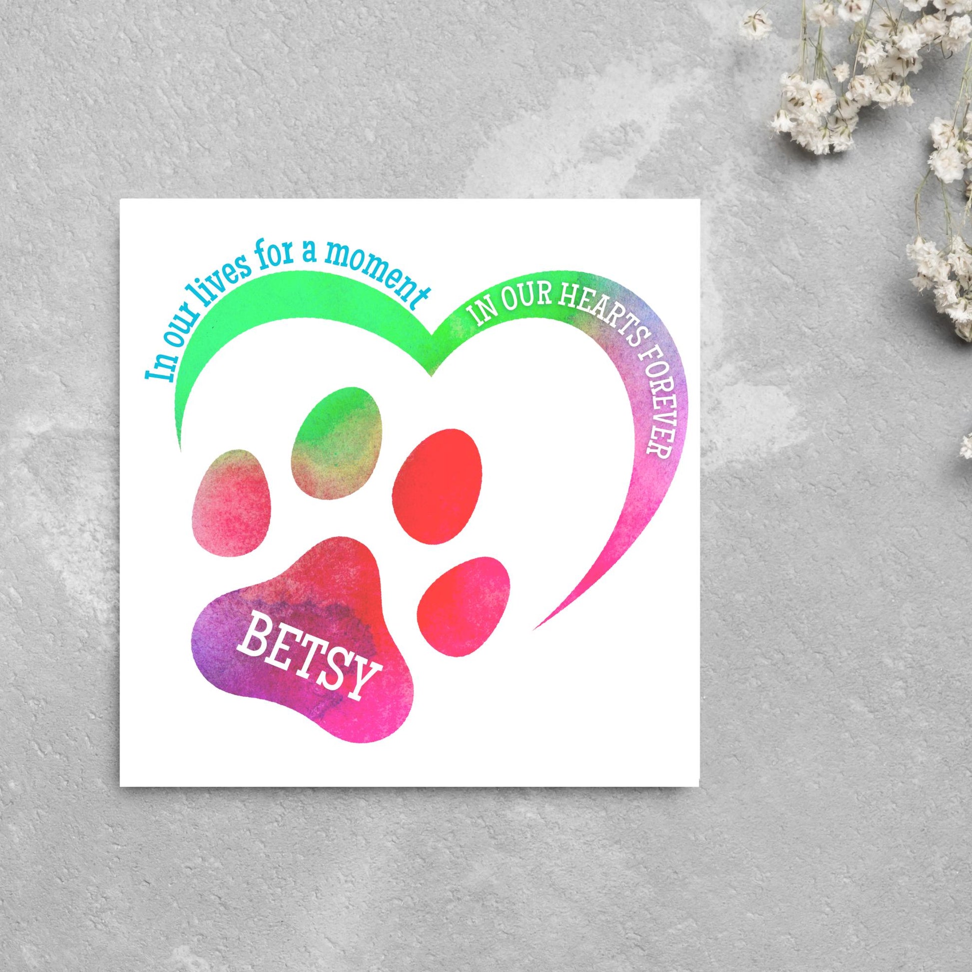 Personalised Loss of Pet Sorry for Your Loss, Loss of Cat, Loss of Dog, Rainbow Bridge Card, Thinking of You Card