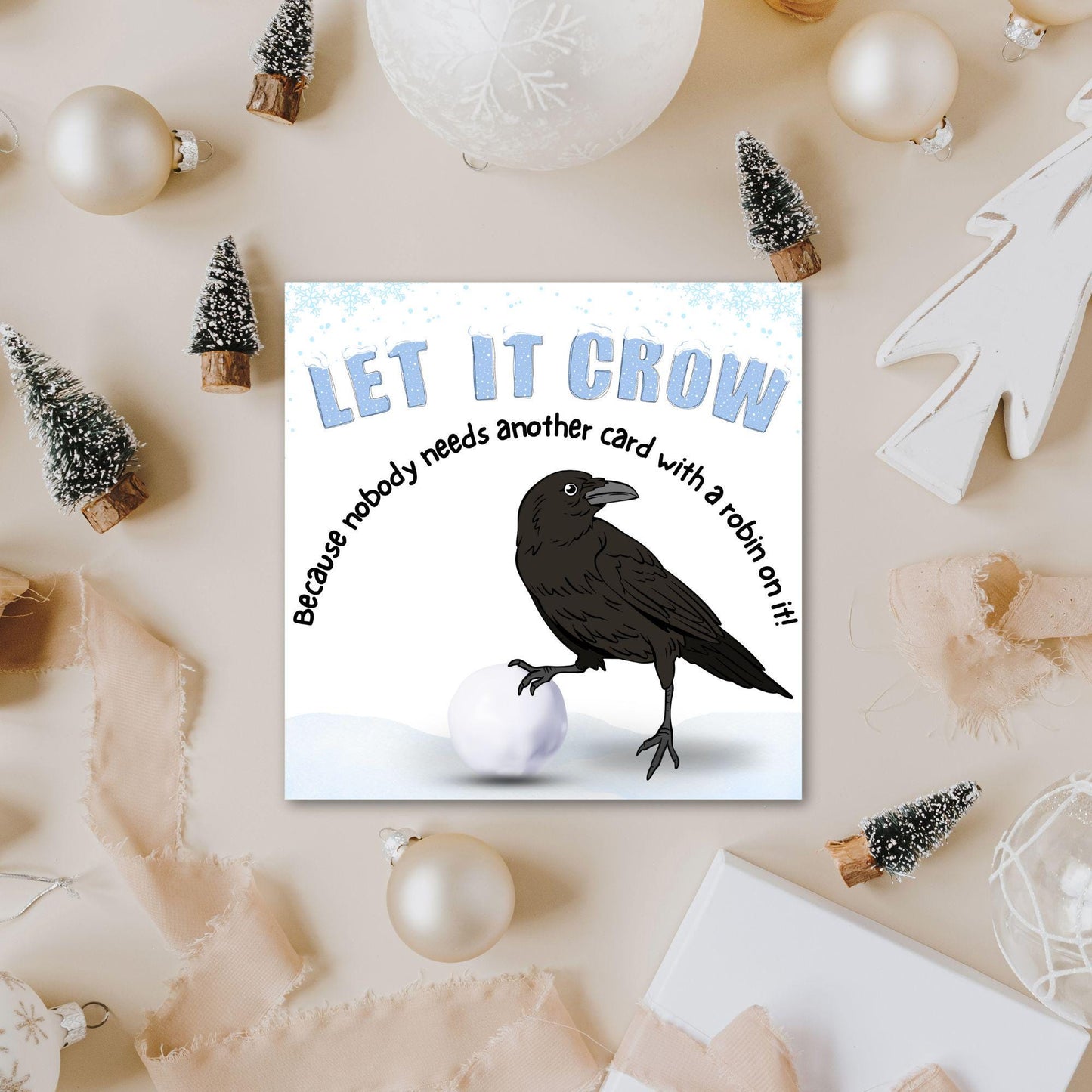 Funny Crow Christmas Card, Corvid Christmas Card, Alternative Xmas Card, Christmas card for Ornithologist.