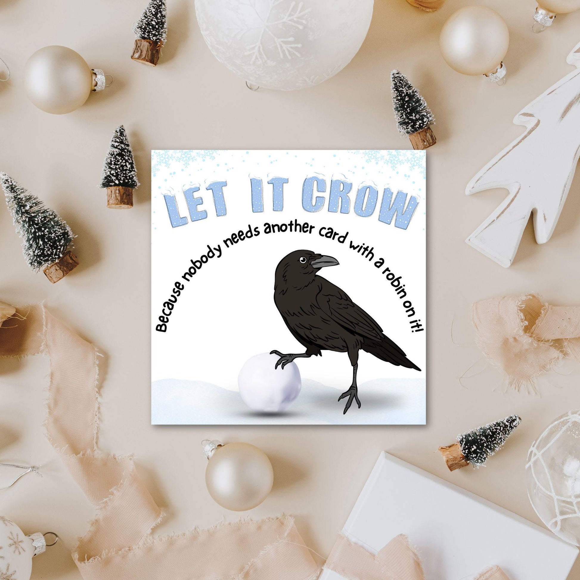 Funny Crow Christmas Card, Corvid Christmas Card, Alternative Xmas Card, Christmas card for Ornithologist.