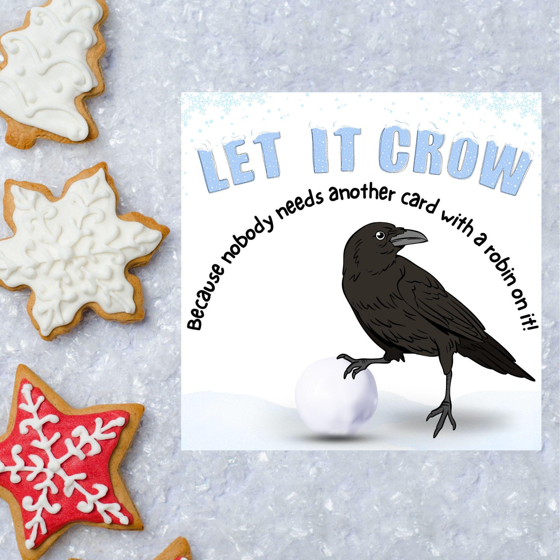 Funny Crow Christmas Card, Corvid Christmas Card, Alternative Xmas Card, Christmas card for Ornithologist.