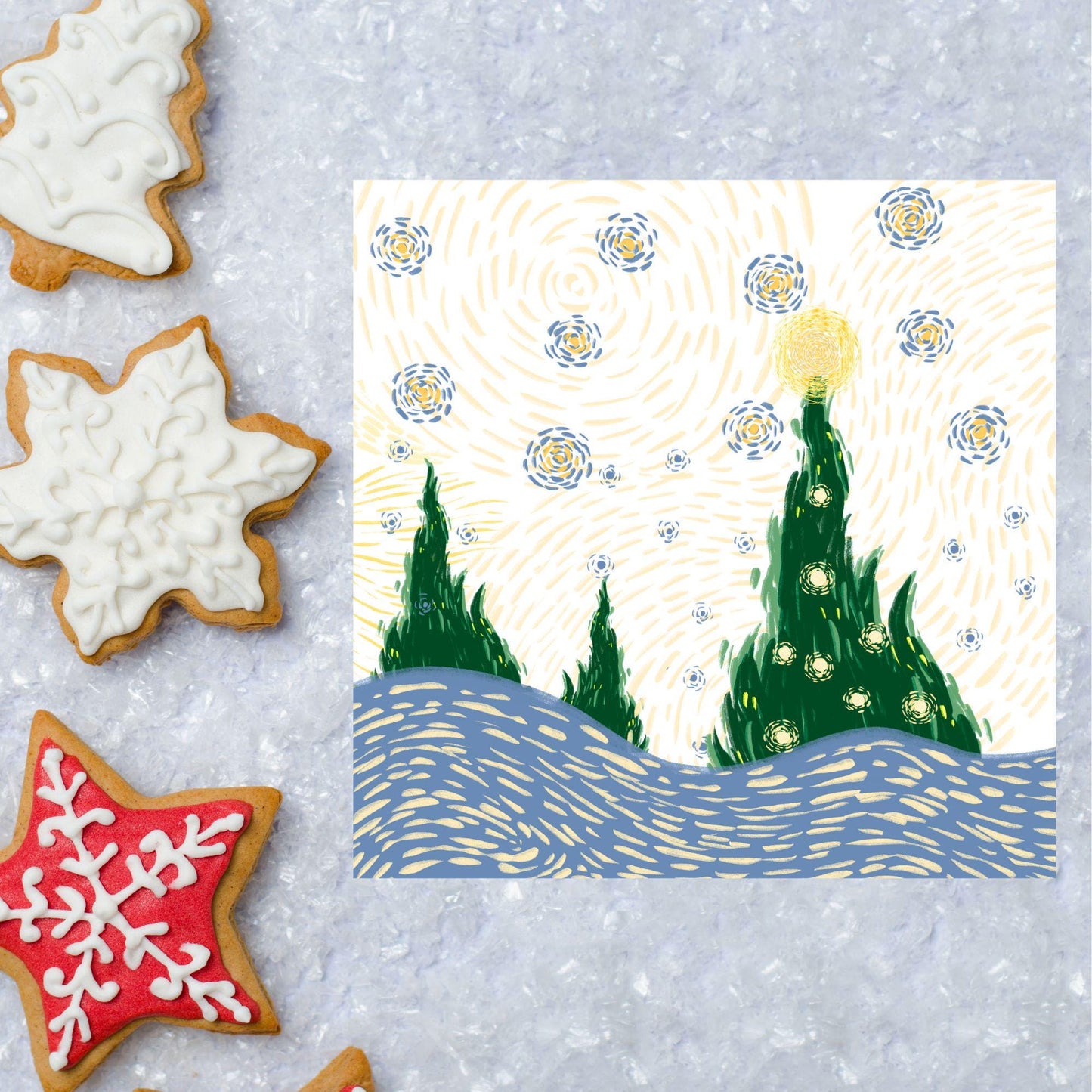 Van Gogh Christmas Card, Impressionist Card, Artist Card, Card for Husband, For Wife, Painter Card, Impressionism, Starry Night Painting