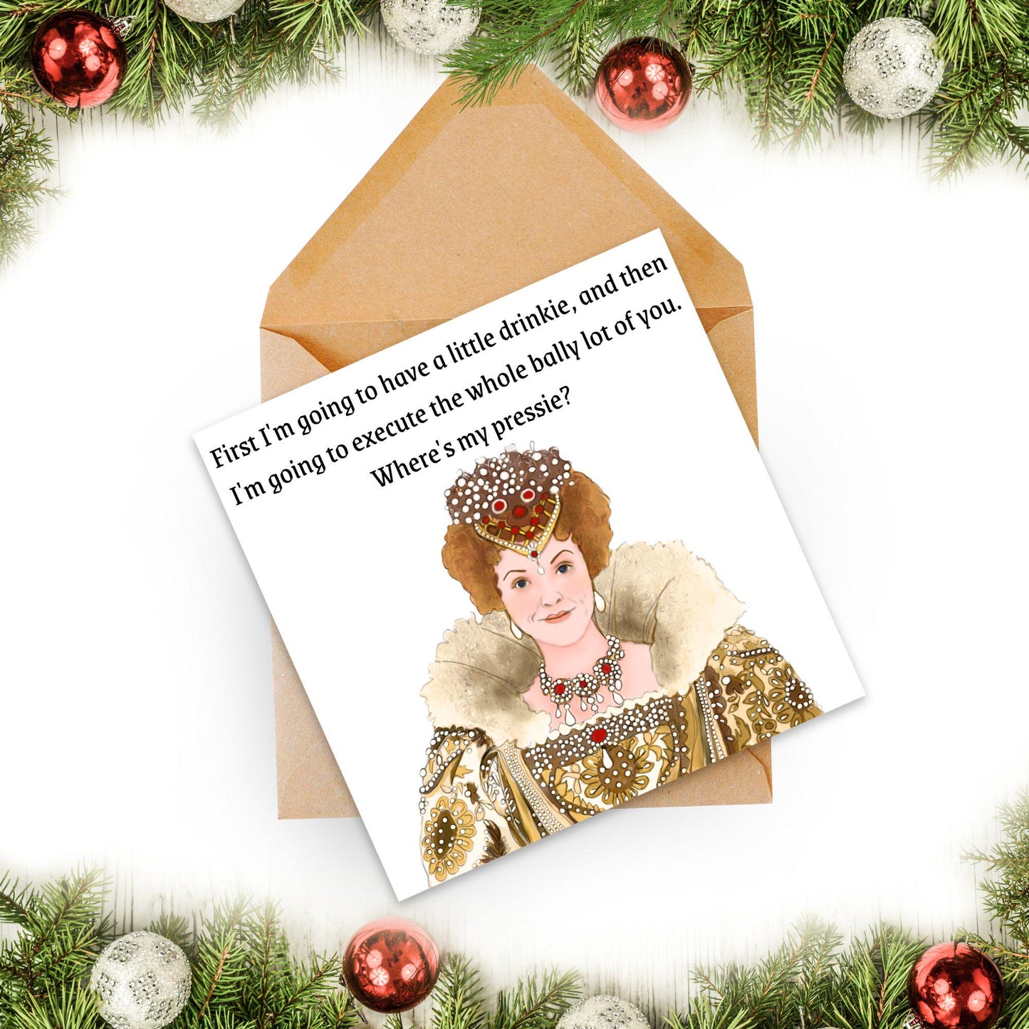 Blackadder Card, Queenie Card for Any Occasion, Black Adder Queen Card, Birthday Card, Anniversary Card, Card for Friend, Card for Sister