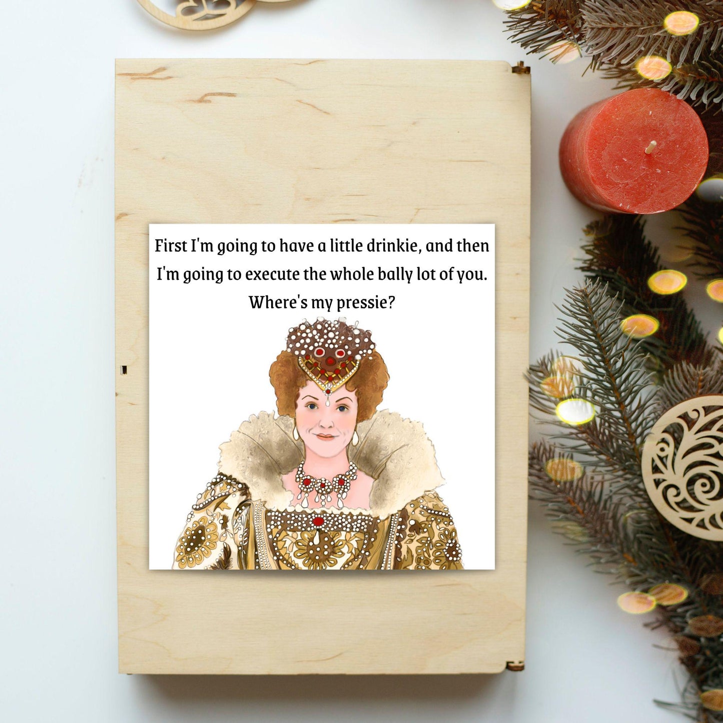 Blackadder Card, Queenie Card for Any Occasion, Black Adder Queen Card, Birthday Card, Anniversary Card, Card for Friend, Card for Sister