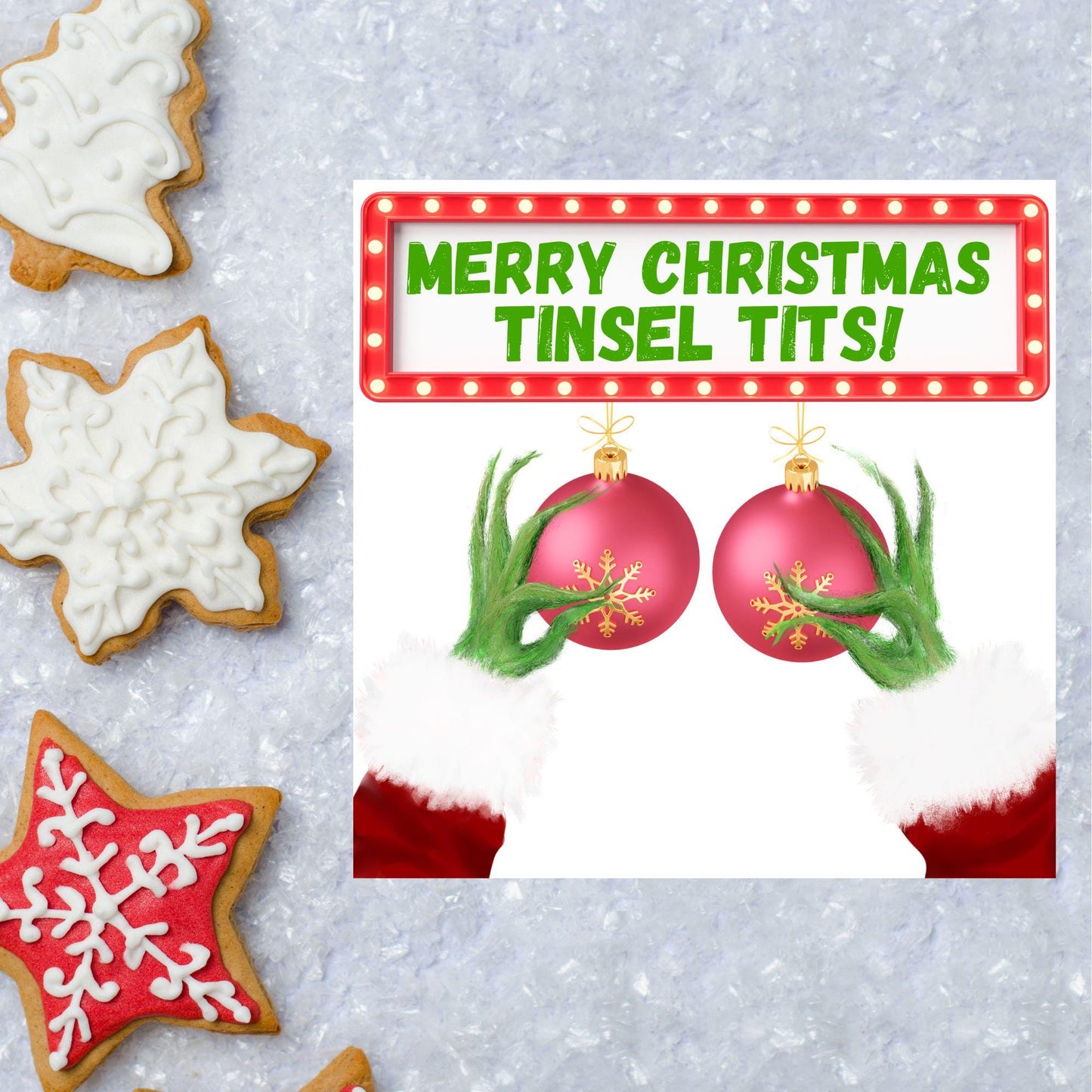 Rude Christmas Card, Grinch Card, Card for Girlfriend, Card for Wife, Card for Best Friend, Tinsel Tits, Funny Christmas Card for Her