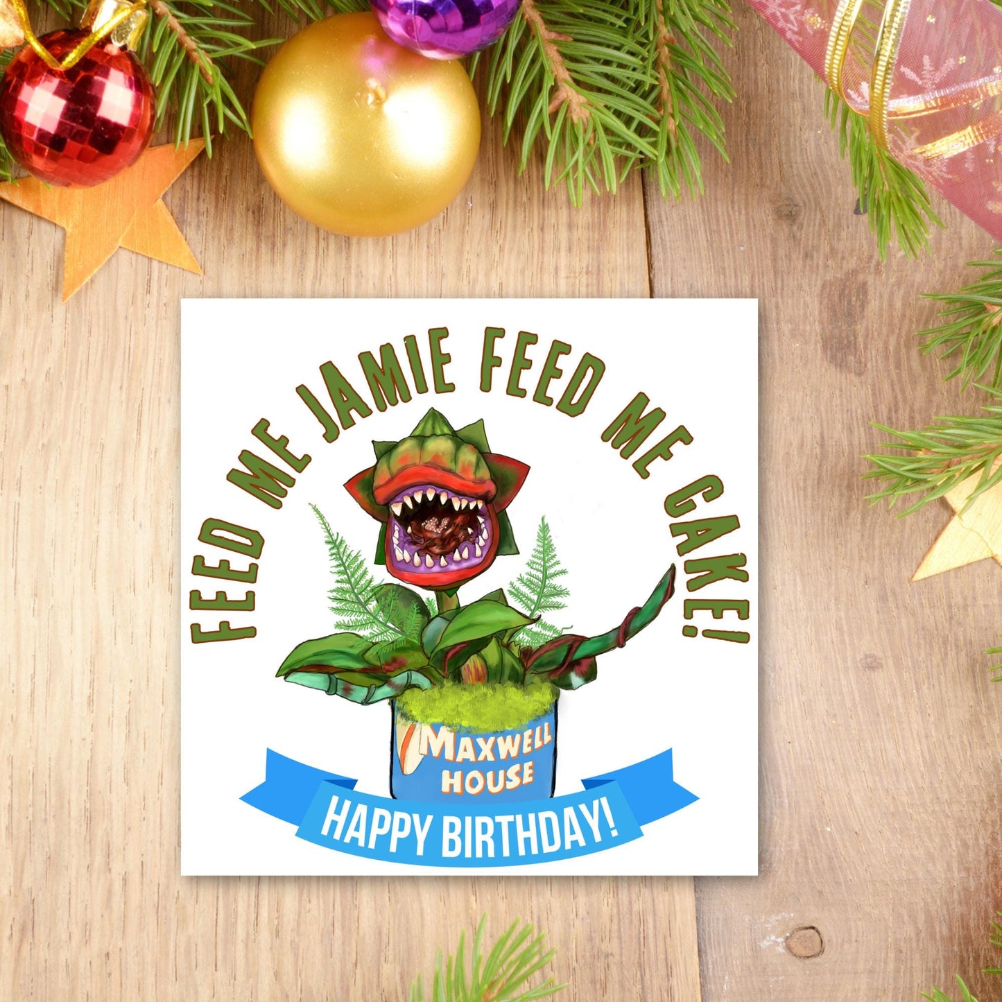 Personalised Little Shop Of Horrors Birthday Card, Audrey, Feed Me Seymour, Theatre Card, Movie Card, Nostalgic Birthday Card 90's Birthday