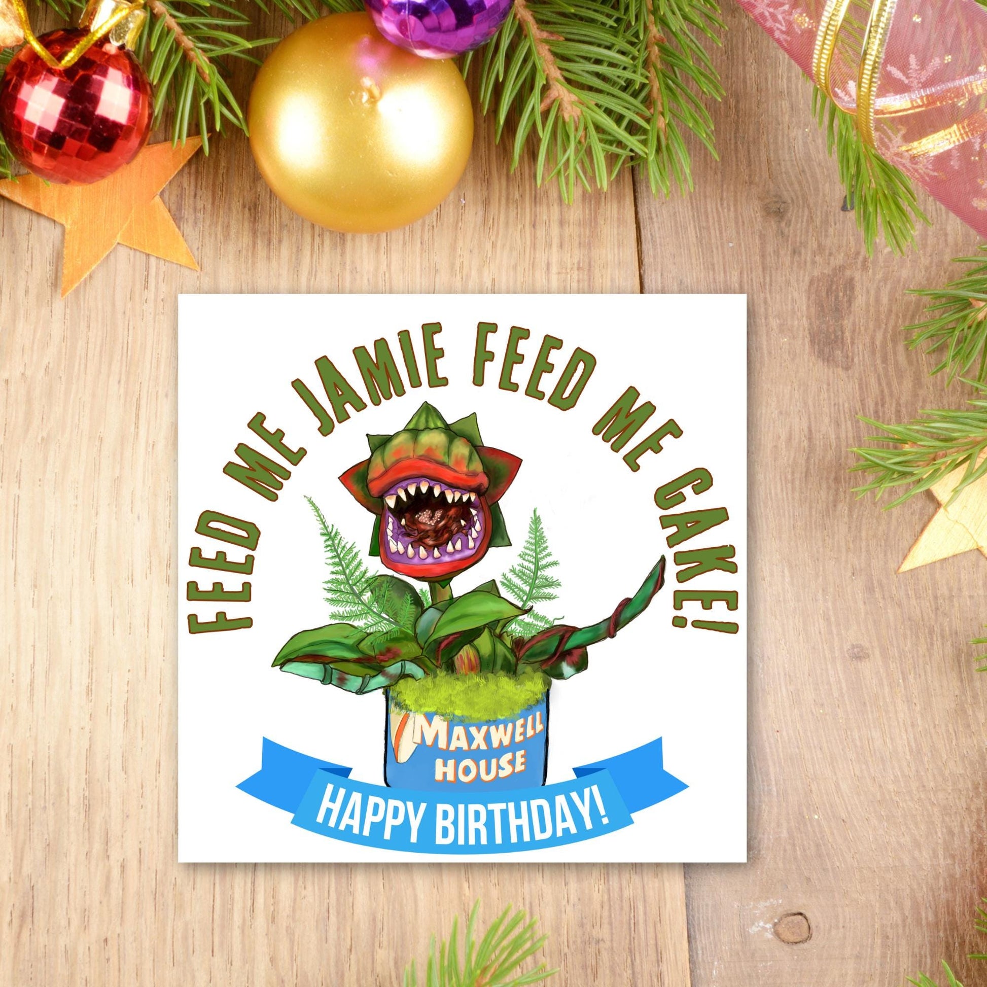 Personalised Little Shop Of Horrors Birthday Card, Audrey, Feed Me Seymour, Theatre Card, Movie Card, Nostalgic Birthday Card 90's Birthday